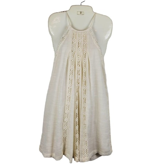 American Eagle Outfitters Lace Trim Halter Neckline Mini Sleeveless Dress - Picture 1 of 9